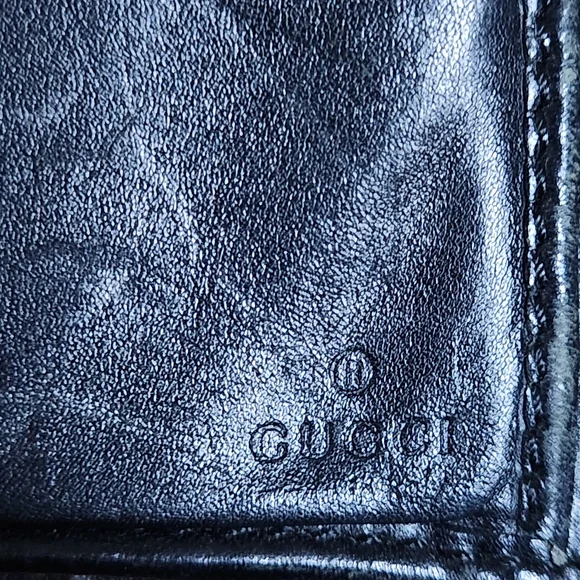 Gucci GG Black Guccissima Long Trifold Snap Wallet W/ Gucci Gold Horsebit Accent - Picture 13 of 16